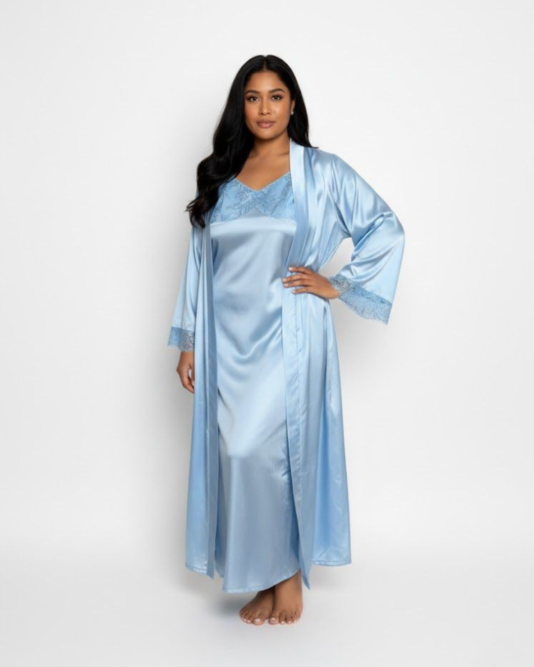 Strength Collection Luxxe Robe with Lace for Women | Intentional Soft Mom