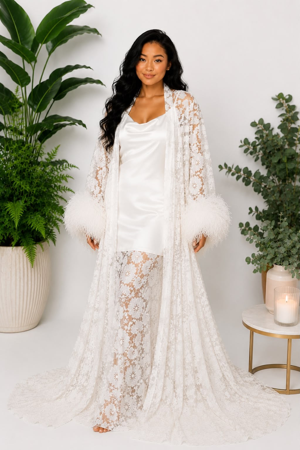Luxury White Silk Robe — The Cloud Collection