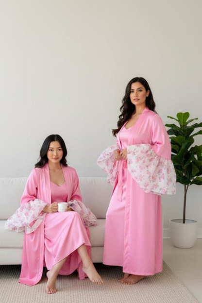 IntentionalSoftMom Blossom Robe – Pink Silk Edition