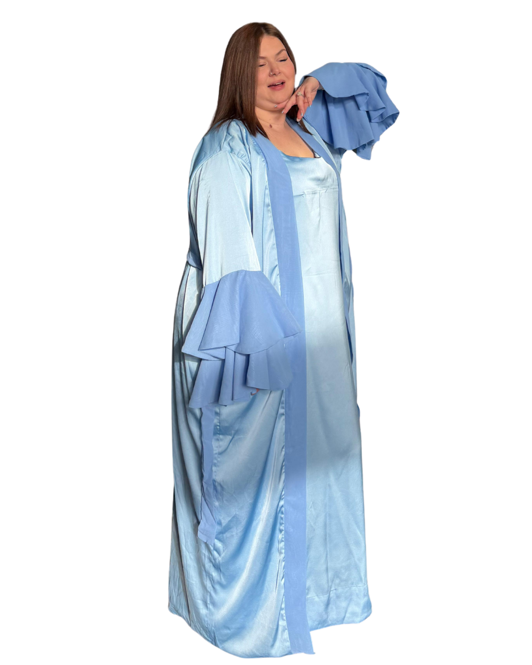 Strength Collection Luxe Robe with Peplum Sleeves for Women | Intentional Soft Mom