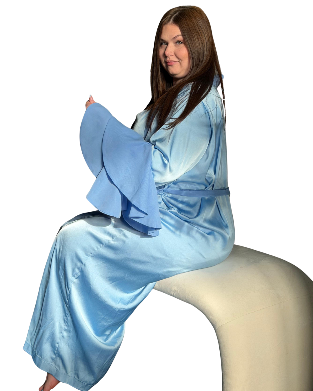 Strength Collection Luxe Robe with Peplum Sleeves for Women | Intentional Soft Mom