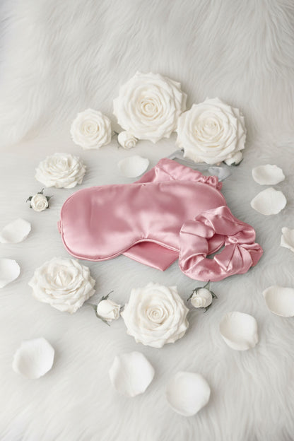 Satin Luxxe Sleep Set – Mask, Scrunchie & Pouch