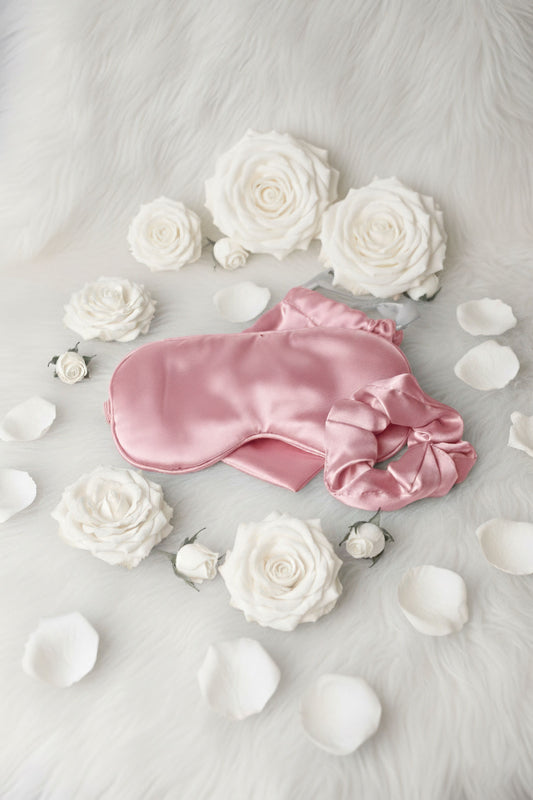 Satin Luxxe Sleep Set – Mask, Scrunchie & Pouch